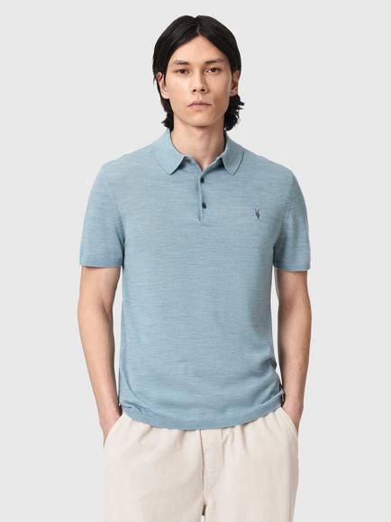 AllSaints Mode Merino Wool Polo Shirt, Blue, Blue