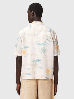 AllSaints Breezer Boxy Short Sleeve Printed Shirt containing LENZING™ ECOVERO™ Viscose, Yellow Mid - view 2, Yellow Mid