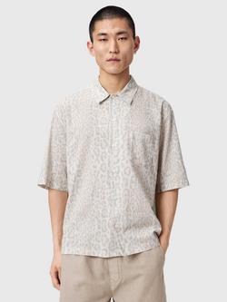 AllSaints Cruz Leo Oversized Short Sleeve Shirt, Candy Yellow, Candy Yellow