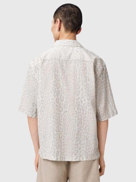 AllSaints Cruz Leo Oversized Short Sleeve Shirt, Candy Yellow - view 2, Candy Yellow