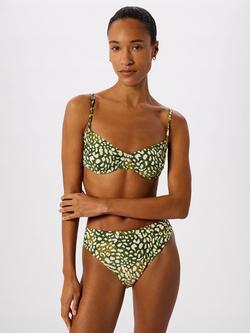 Whistles Animal Print Underwired Bikini Top, Green/Multi, Green/Multi