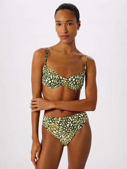 Whistles Animal Print Underwired Bikini Top, Green/Multi, Green/Multi
