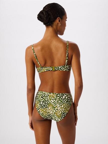 Whistles Animal Print Underwired Bikini Top, Green/Multi - view 2, Green/Multi