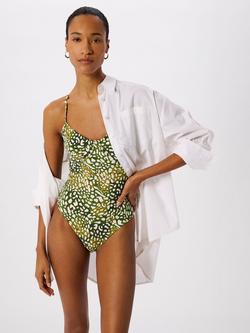 Whistles Animal Print Cross Back Swimsuit, Green/Multi, Green/Multi