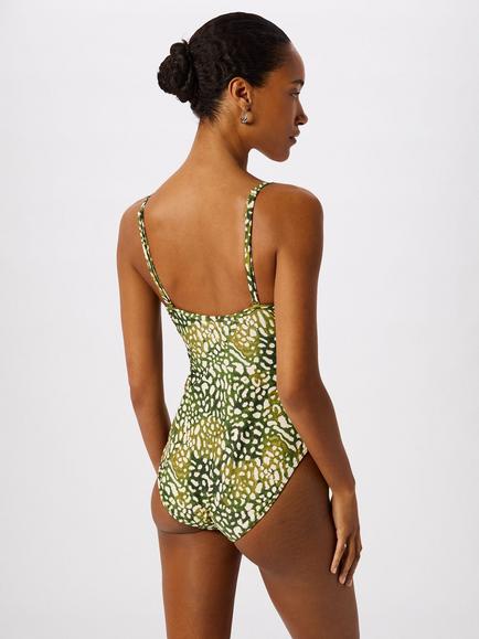 Whistles Animal Print Cross Back Swimsuit, Green/Multi - view 2, Green/Multi