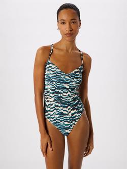 Whistles V-Neck Abstract Swimsuit, Black/Multi, Black/Multi