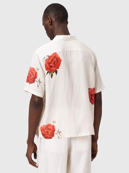 AllSaints Fleur Fazed Boxy Short Sleeve Shirt containing LENZING™ ECOVERO™ Viscose - view 2, Ecru
