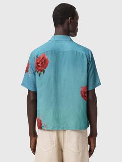 AllSaints Fleur Fazed Boxy Short Sleeve Shirt containing LENZING™ ECOVERO™ Viscose - view 2, Anker Blue
