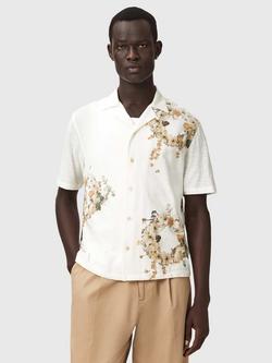 AllSaints Fleur Oversized Short Sleeve Shirt containing LENZING™ ECOVERO™ Viscose, Ecru, Ecru
