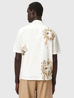 AllSaints Fleur Oversized Short Sleeve Shirt containing LENZING™ ECOVERO™ Viscose, Ecru - view 2, Ecru