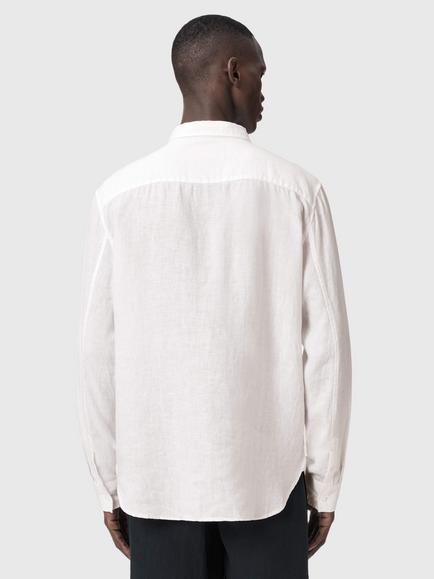 AllSaints Loom Relaxed Fit Linen Shirt - view 2, White