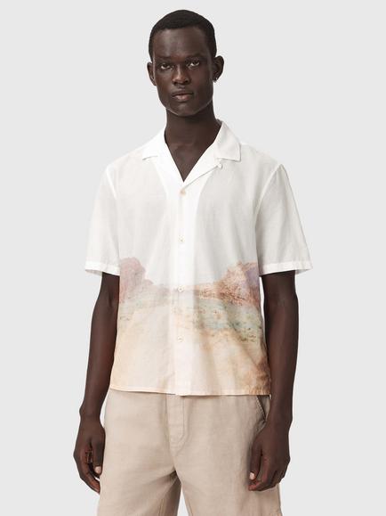 AllSaints Monument Short Sleeve Cotton Shirt, White, White