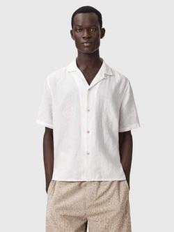 AllSaints Sepal Boxy Linen Short Sleeve Shirt, White, White