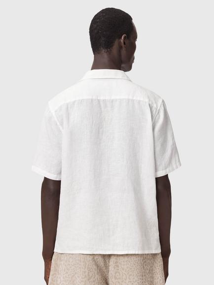 AllSaints Sepal Boxy Linen Short Sleeve Shirt, White - view 2, White