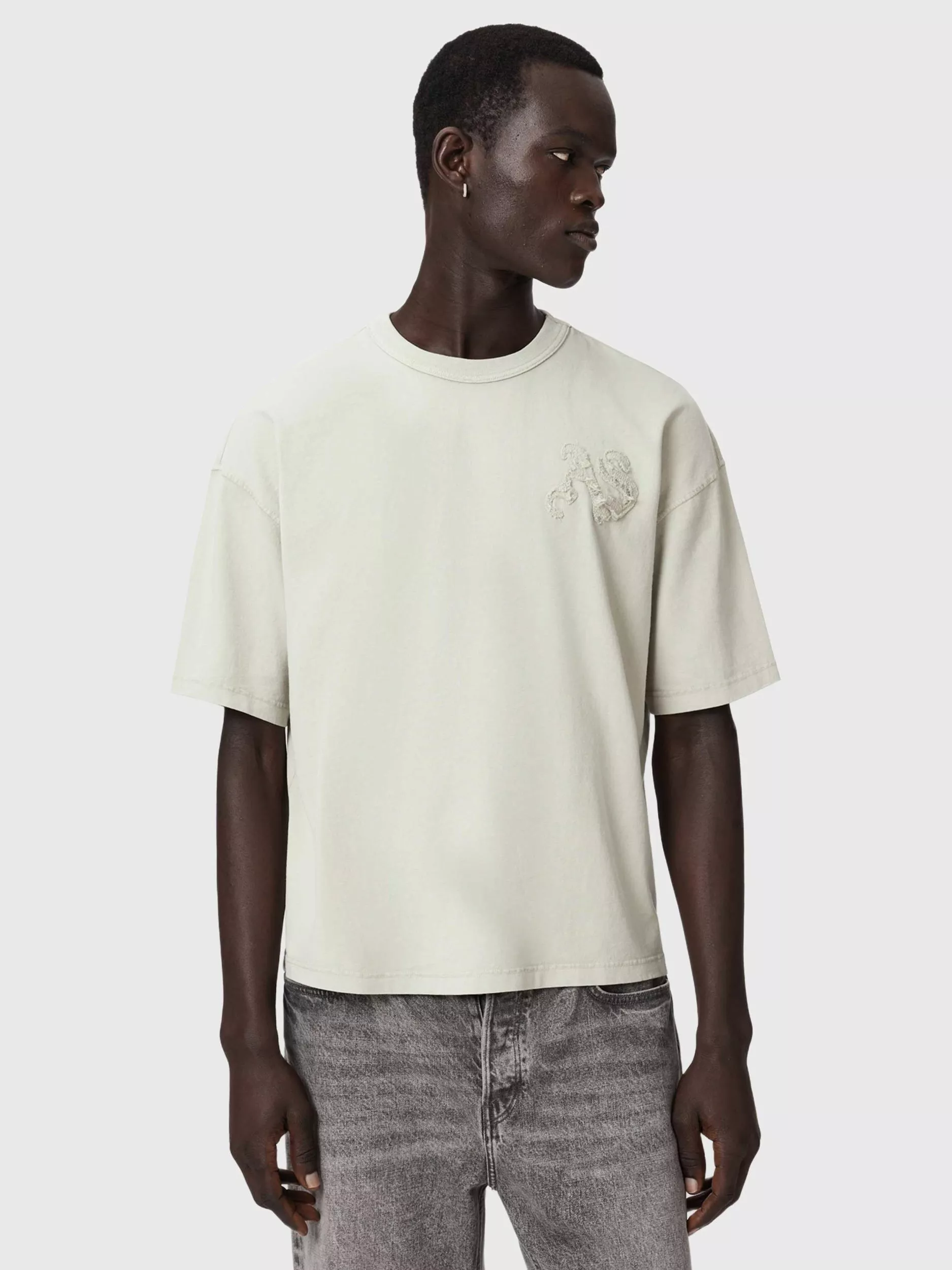AllSaints Insignia Cotton Loose Fit Short Sleeve Embroidered T-Shirt