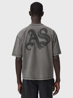 AllSaints Insignia Crew Neck Cotton T-Shirt, Black - view 2, Black