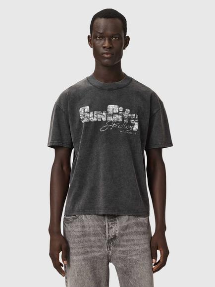 AllSaints Sun City Boxy Graphic T-Shirt, Washed Black, Washed Black