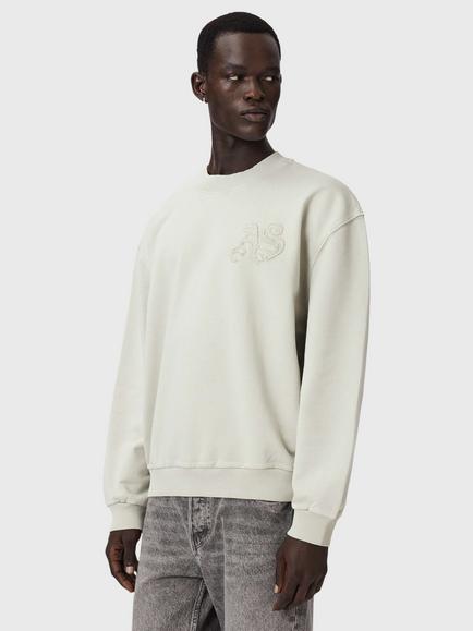 AllSaints Insignia Relaxed Fit Cotton Sweatshirt, Sea Green