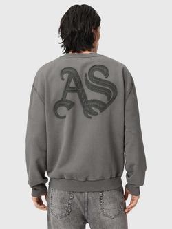 AllSaints Insignia Crew Neck Sweatshirt, Black - view 2, Black