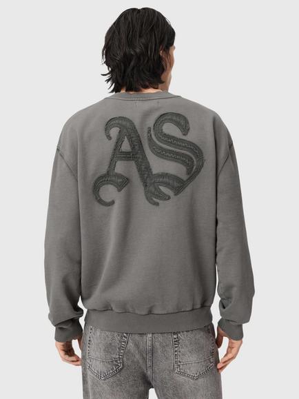 AllSaints Insignia Crew Neck Sweatshirt, Black - view 2, Black