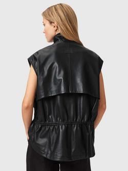 AllSaints Flor Leather Gilet, Black - view 2, Black