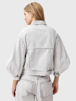 AllSaints Luca Denim Jacket, Bleached Grey - view 2, Bleached Grey