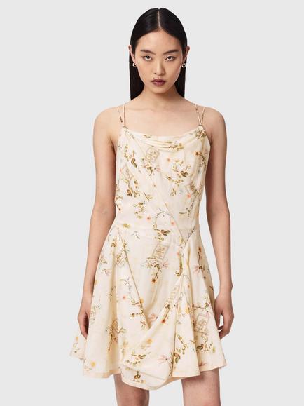 AllSaints Claire Floral Mini Dress, White, White