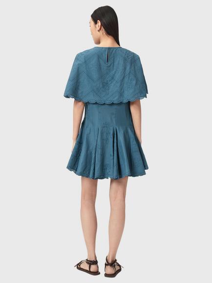 AllSaints Corla Floral Embroidered Dress, Blue - view 2, Blue