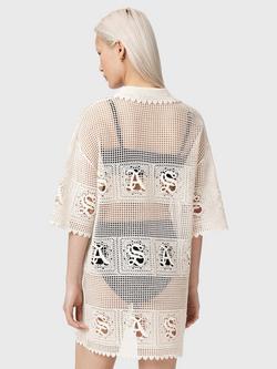 AllSaints Kyra Open Knit Mini Dress, Chalk White - view 2, Chalk White