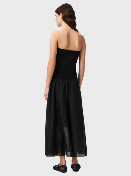 AllSaints Tegan Hybrid Bodycon Maxi Dress containing TENCEL™ Lyocell, Black - view 2, Black