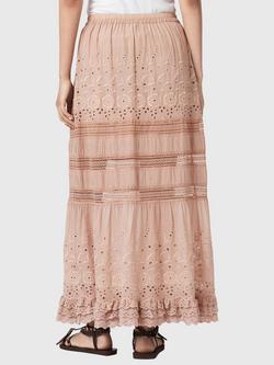 AllSaints Camille Tiered Maxi Skirt, Pink - view 2, Pink