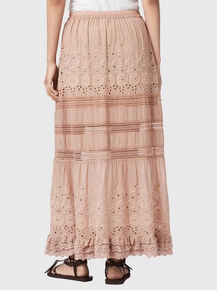 AllSaints Camille Tiered Maxi Skirt, Pink - view 2, Pink
