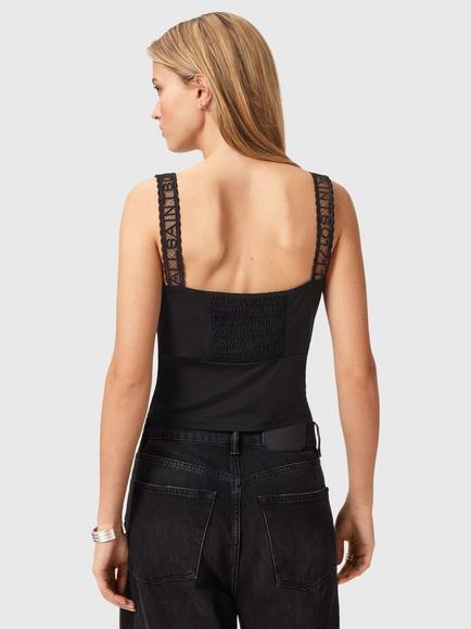 AllSaints Celena Lace Shoulders Camisole, Black - view 2, Black