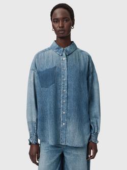 AllSaints Charli Denim Shirt containing TENCEL™ Lyocell, Illusion Indigo, Illusion Indigo