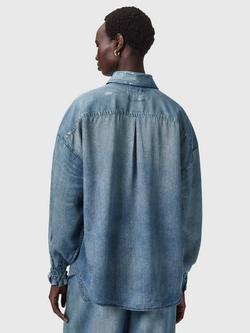 AllSaints Charli Denim Shirt containing TENCEL™ Lyocell, Illusion Indigo - view 2, Illusion Indigo