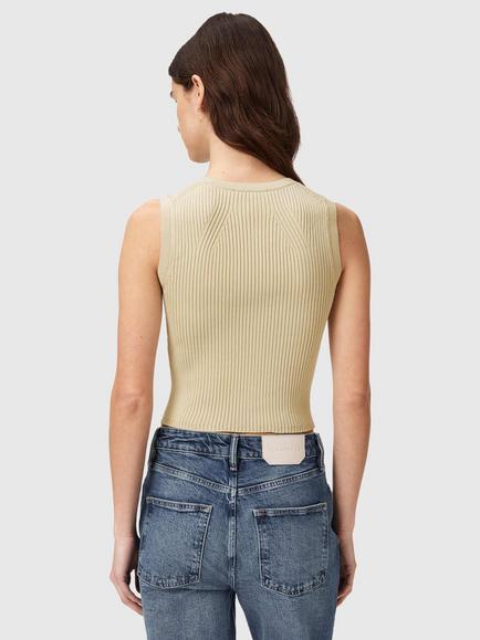 AllSaints Cruz Ribbed Zipped Waistcoat containing LENZING™ ECOVERO™ Viscose - view 2, Green