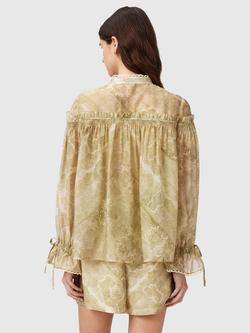 AllSaints Delphine Crew Neck Blouse xxx containing TENCEL™ Lyocell, Green - view 2, Green