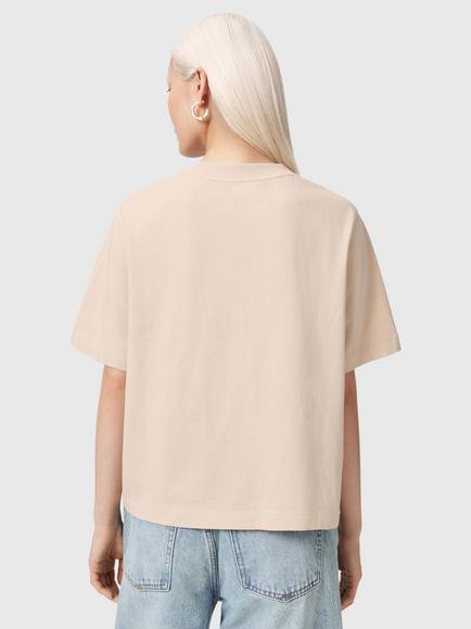 AllSaints Ella Lisa Cotton Beaded T-Shirt, Black - view 2, Dove White