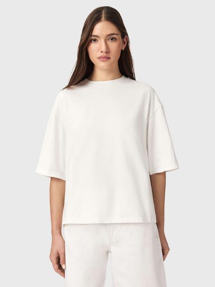 AllSaints Esme Amelie Crochet Back T-Shirt, Black, Ecru White
