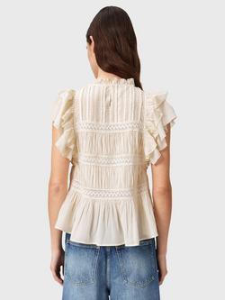 AllSaints Harriet Ruched Relaxed Fit Top, Dove White - view 2, Dove White