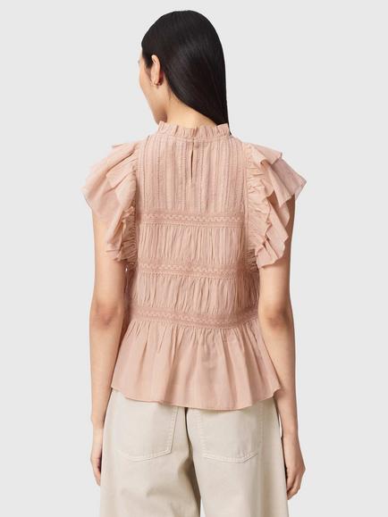 AllSaints Harriet Tiered Short Sleeve Top, Pink - view 2, Pink