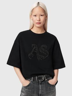 AllSaints Icon Amelie Oversized T-Shirt, Black