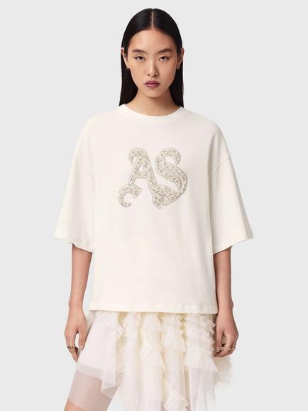 AllSaints Icon Amelie Oversized T-Shirt, Optic White