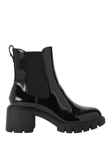 KG Kurt Geiger Patent Block Heel Ankle Boots, Black, Black
