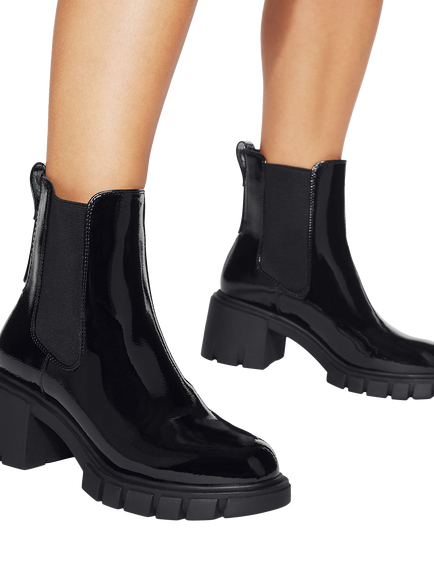 KG Kurt Geiger Patent Block Heel Ankle Boots, Black - view 2, Black