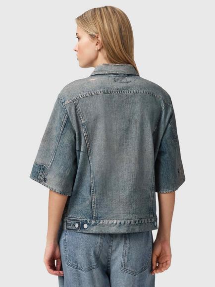 AllSaints Juni Short Sleeve Terry Shirt, Blue - view 2, Blue