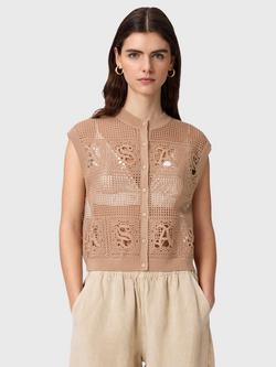 AllSaints Kyra Open Knit Waistcoat, Plaster Pink, Plaster Pink