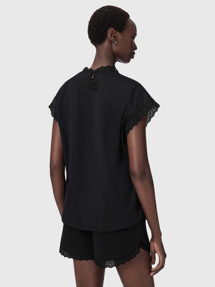 AllSaints Lele Lace Edge Top - view 2, Black