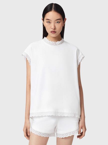 AllSaints Lele Lace Edge Top, White