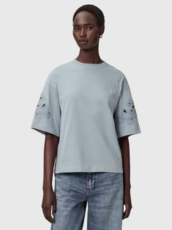 AllSaints Lola Amelie Oversized T-Shirt, High Rise Blue